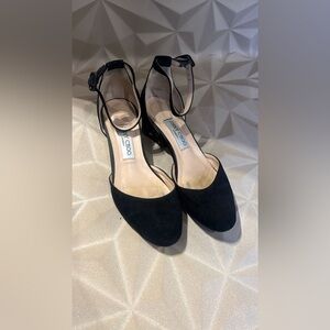 Jimmy Choo Black jeweled short heeled sandals